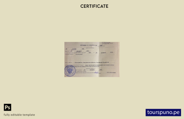 listo para imprimir plantilla de certificado de defunción de la oficina de regis